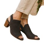 Vince Camuto * Peep Toe Heels Womens 8.5 Gray Leather Casual Travel Resortwear Photo 0