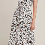 Corey Lynn Calter Arabella Leopard Print Belted Midi Dress XS Brown Photo 0
