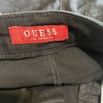 Guess ‎ Black Denim Skirt Mini with Logo Tape Trim Frayed Hem Photo 6