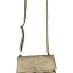 Kenneth Cole  Reaction Fold Over Purse Handbag Crossbody Faux Leather Tan Cream Photo 0