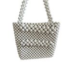 MNG MANGO White Beaded Double Strap Tote Bag Photo 3