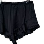 Determ NWT Satin Ruffle Trim Shorts Women’s Size 6 Black Pull On Rayon Photo 3
