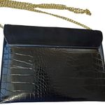 Topshop Black Crocodile Gold Panther Clasp Crossbody Clutch Bag Photo 2