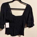 Free People NWT Spring Fling Top in Black- Size Large Photo 1