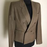 Harvé Benard Harve Bernard Tan Tweed Double Breasted Wool Blazer Photo 3