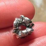 Pandora  Red Poppy Sterling Silver Flower Bead Charm RARE Photo 10