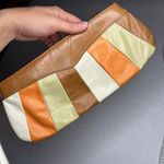 Hobo International Wallet Striped Zip Card Holder Clutch Tan Orange White Brown Photo 7