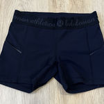 Lululemon Athletica Biker Navy Shorts Wide Waisband Activewear Pockets 6 Blue Photo 0