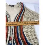 Almost Famous  Crochet Knit Open Front Cardigan Women Multi Stripe Bell Sleeve XL Photo 4