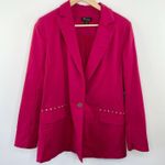 Thalia Sodi  Cerise Pink Studded Pocket Blazer Jacket Size M Career Office Barbie Photo 0