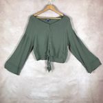 FRESHMAN Dark Green Tie Bottom Boho Top NEW LARGE Photo 9