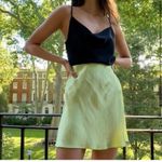 Aritzia Babaton Neon Green Yellow Satin Silk Mini Slip Skirt Elastic Waistband Photo 1