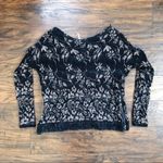Free People  • Floral Fields sweater black tan knit linen alpaca fuzzy zipper Photo 12