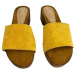 Seychelles  Marine Layer Suede Mustard Wood Sandals Slip Ons 6.5 New Photo 1