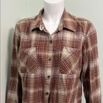Natural Reflections  button up autumn fall brown plaid flannel large Photo 2