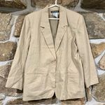 Vintage Beige Light Earth Tones Neutral Boho Beachy Linen Blazer Size L Photo 0