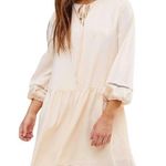 After Market New Blouson Sleeve Tie Neck Smock Mini Dress Champagne Photo 0