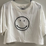 Newbury Kustom White Black Cropped Short Sleeve Smiley Face Tee Medium New with Tags NEW Photo 5