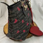 Juicy Couture  Black Tote with Pink Hearts‎ Valentines edition w/heart coin pouch Photo 5