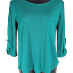 Charming Charlie Teal Scoop Neck 3/4 Sleeve Lightweight Sweater Size S Photo 0