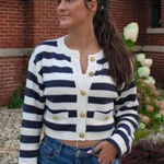 American Eagle AE Nautical Striped Crewneck Navy Cardigan Sweater NWT XL Preppy Photo 0