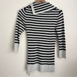 Free People  Ana’s Stripe drape neck sweater wool blend grey black ribbed y2k L Photo 5