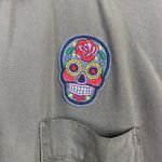 Velvet Heart  Midi Shirt‎ Dress L Skull Patches Green Tencel 3/4 Roll Tab Sleeve Photo 2