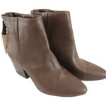 A New Day Womens Bren Ankle Boots Faux Leather Block Heel Pointed Toe Brown 7.5 Photo 0