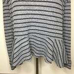 Free People // WE THE FREE Blue-Gray Black Striped Peplum Waffle Knit Blouse Med Photo 3