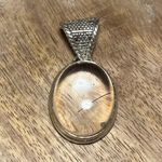 Sterling Silver Clear Quartz Oval 925 Pendant Photo 1