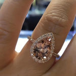 Women Big Rose Gold Crystal Ring Crystal Fashion Jewelry Gift Photo 0