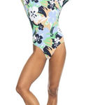 Roxy NWT Women's Long Sleeve Swimsuit One Piece Rashguard Floral XL, $100 Photo 0