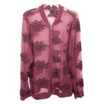 Torrid  Plus Size 2X Jacket‎ Mesh Bomber Jacket Floral Embroidered Burgundy 1209 Photo 3
