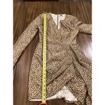 Miss Circle Asymmetrical Leopard Metallic Mini Long Sleeve V Neck Ruched Dress S Brown Photo 4