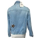 NEW Unemployed Denim Blue Star Leopard Patches Button Collar Jean Coat Jacket M Size M Photo 1