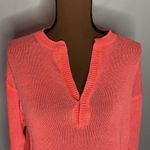 J.Crew linen neon pinky orange v-neck relaxed loose knit beach sweater size S Photo 4