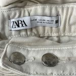 ZARA Denim SZ 4 Baggy Paper Bag Jeans High-Rise Zip-Fly Frayed Hems Pocket Cream Photo 7