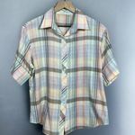 Vintage 70s 80s Pastel Short Sleeve Plaid Button Up Photo 0