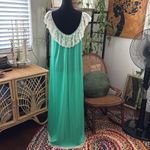Vintage 60s/70s Claire Sandra Lucie Ann Lace Detail Green Maxi Nightgown Dress Photo 1