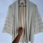 Susan Graver Chiffon Flare Sleeve Cream Open-Front Jersey Knit Cardigan XS Photo 9