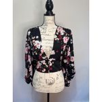 Equipment Femme Revolve‎ Black Floral Silk Sola Top Sz S $325 Photo 2