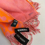 Steve Madden Reversible Leopard Print Scarf Orange Pink With Fringe Photo 6