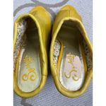 Seychelles Anthropologie  yellow leather mules wooden platform heel, size 7.5 Photo 6
