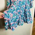 RHODE Women's Pink & Blue Floral Print Puff Sleeves Mini Dress Size Medium Photo 12