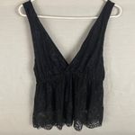 Free People lace v-neck loose fit black blouse women’s Size Small Photo 9