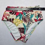 Kona Sol  Brown Floral Ribbed Swim Beach Cheeky Flirty Boho Bikini Bottom Large Photo 2