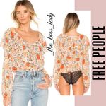 Free People bodysuit floral ruffled long sleeve bell sleeve polka dot chiffon XS Photo 6