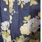 Vintage Hunter Club 100% Linen Floral Maxi Skirt Button Front Maxi Size 10 Blue Photo 1