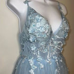 Hebeos Women’s Girls Formal Icey Blue Floral Maxi Gown Photo 0