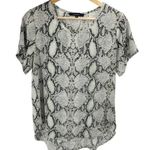 Olivaceous  Womens Animal Print Shirt Top Short Sleeve Casual Gray Black Medium Photo 2